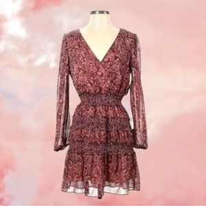 Lola Grace Socialite Rose Brown Ruffled Mini Dress NWT Small